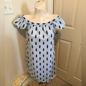 J. Crew Light Blue On/off -Shoulder Patterned Dress size M worn one semester